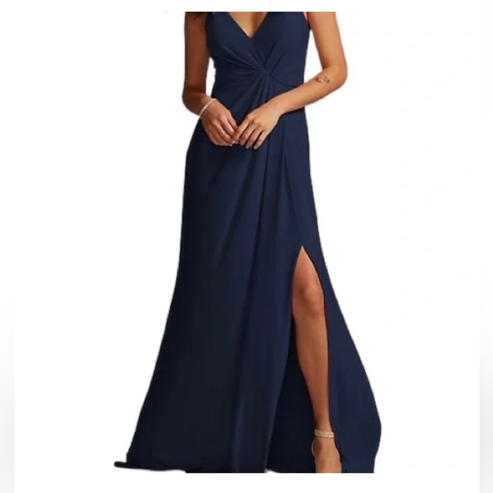 David Bridal Jersey A-line Dress with Knot